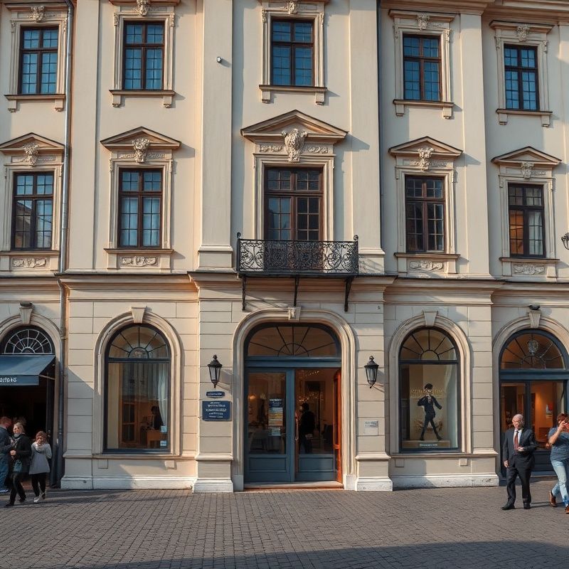 Fasáda budovy redakce na náměstí v Českých Budějovicích