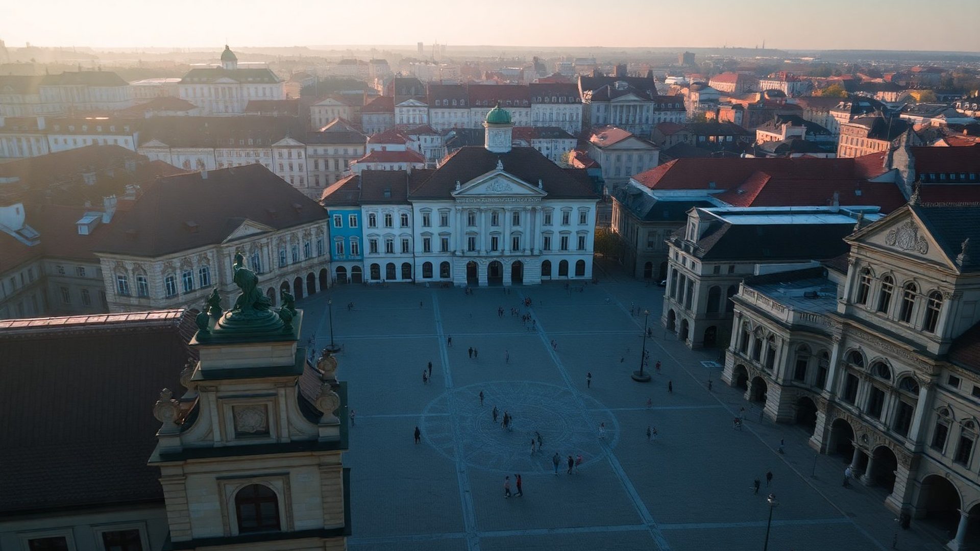 Ranní pohled na náměstí v Českých Budějovicích